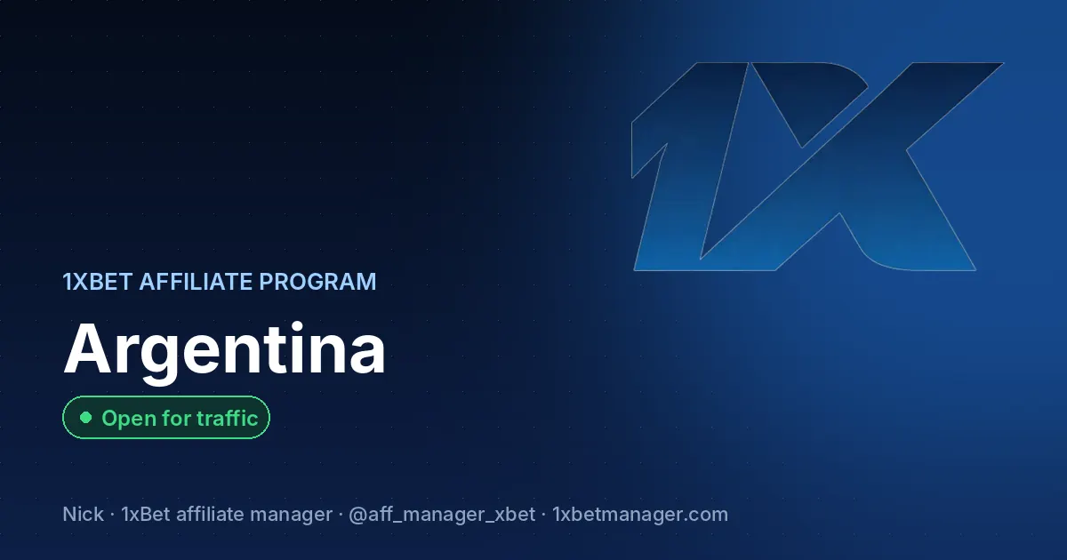 1xBet affiliate program in Argentina — Open for traffic