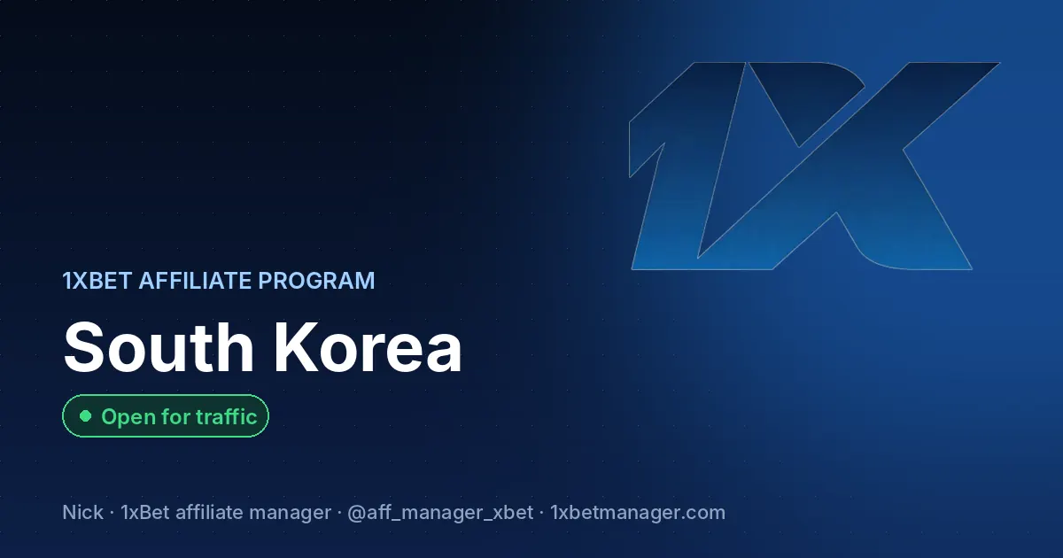 1xBet affiliate program in South Korea — Open for traffic